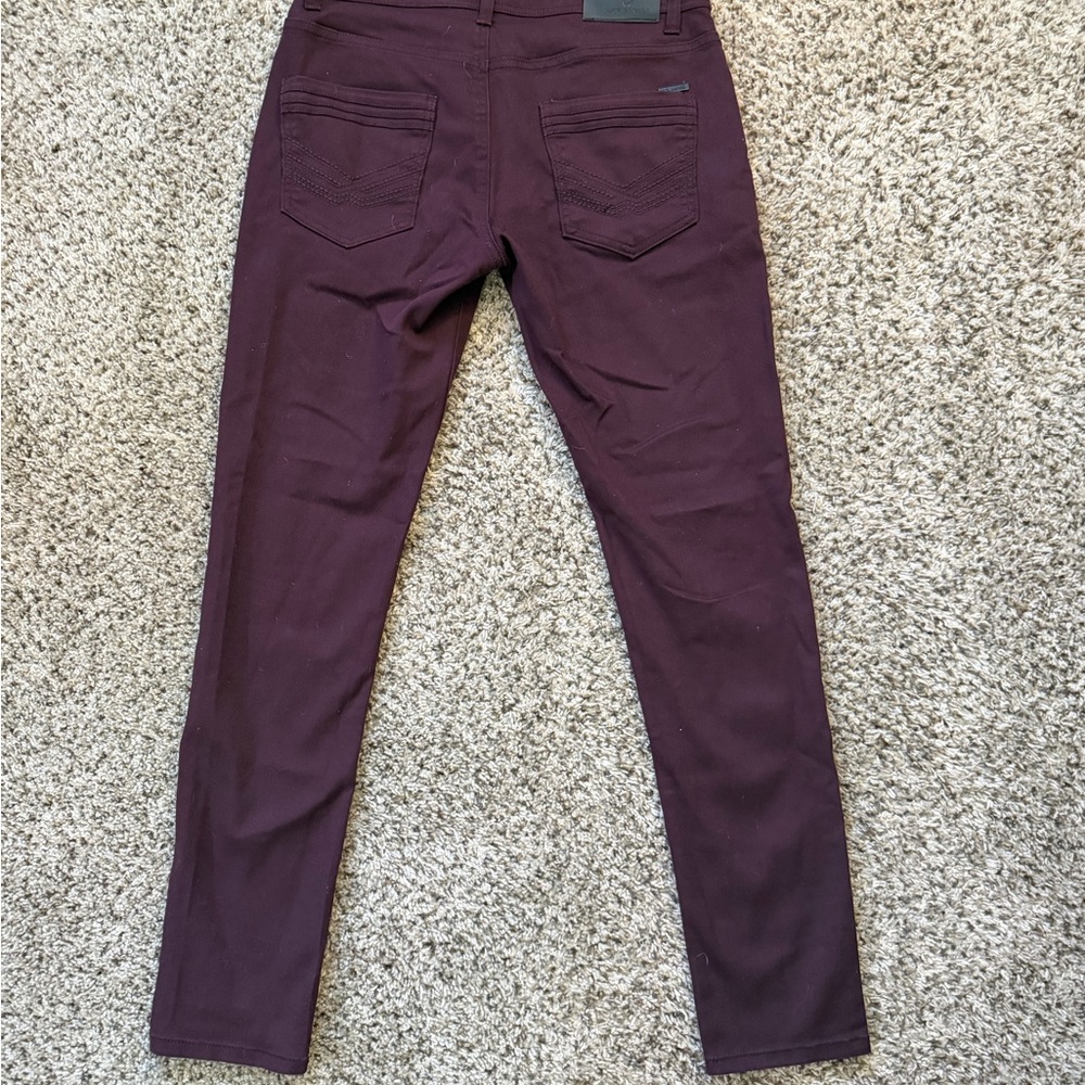 Slim Fit Men's Jeans in Deep Burgundy - Picture 4 of 4